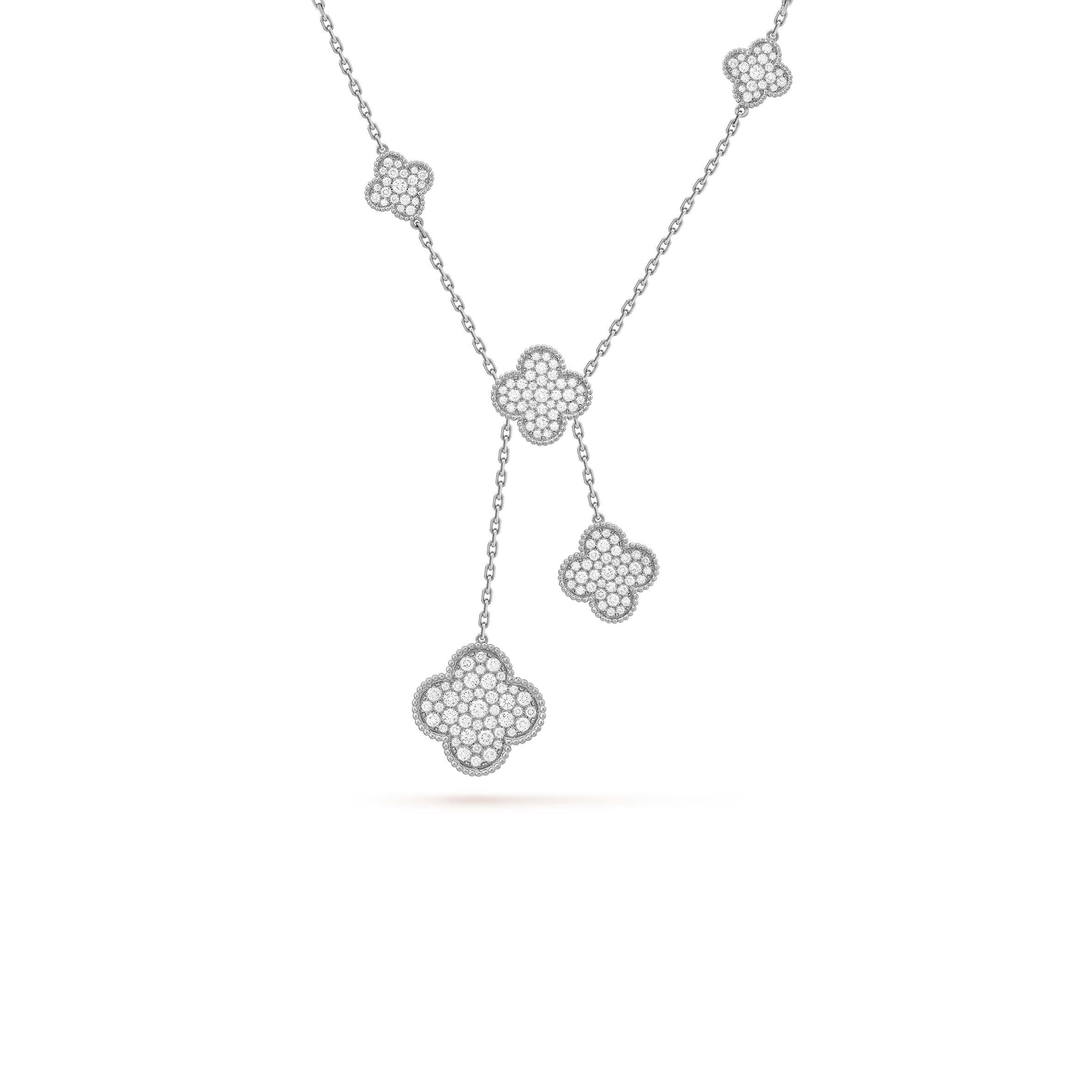v*n cl*f arpels magic alhambra necklace, 6 motifs - white gold, Di*m*nd  vcarn9mp00
